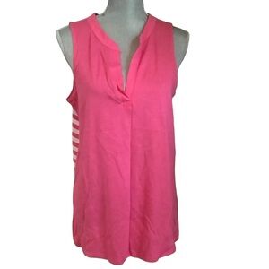 Banana republic pink and white stripes sleeveless top v-neck size small